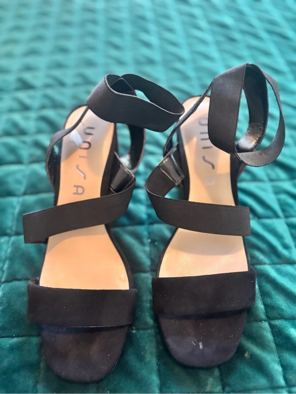 Unisa Black Strappy Block Heel Sandals